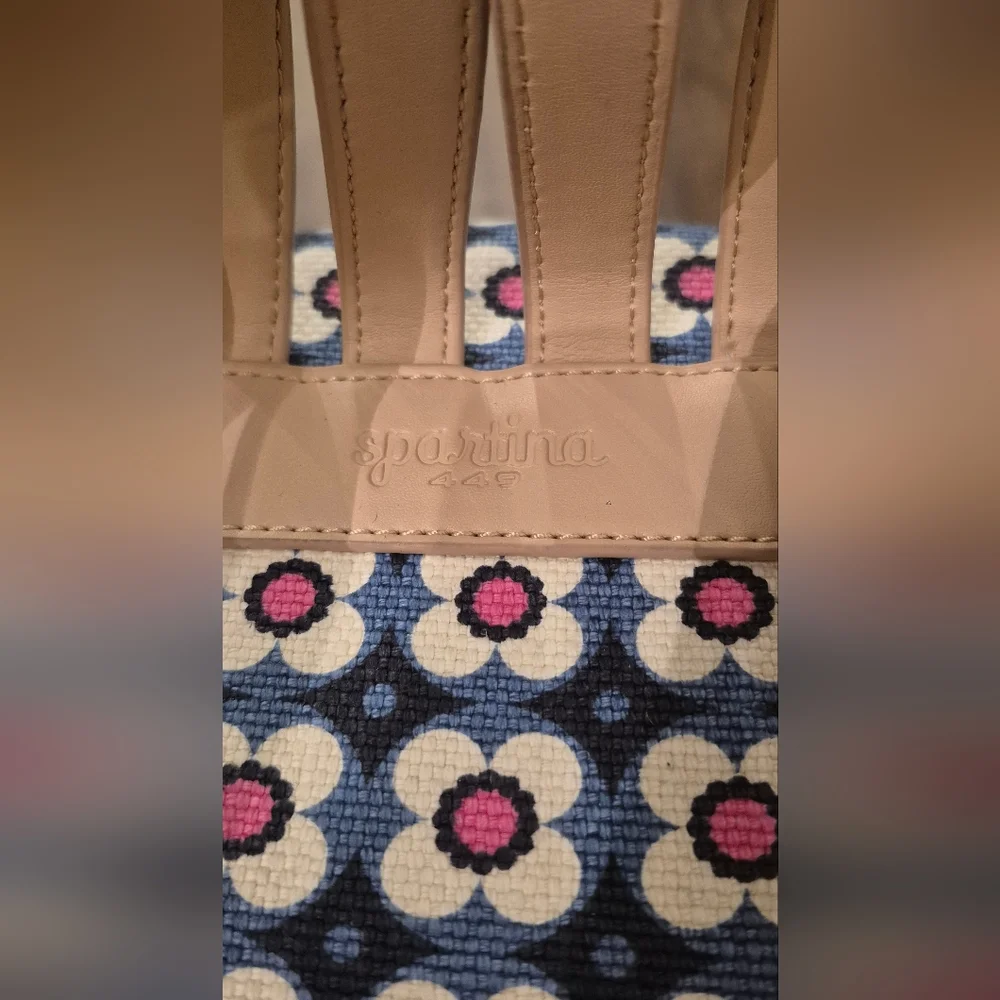 Spartina 449 Women's Blue Floral Linen & Leather Mini Backpack
